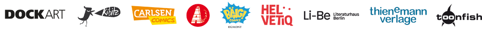Kinder Comic Tag am. 14.09.25. Unterst&uuml;tzt von : DockArt, Kibitz Verlag, Carlsen Comics, Adrian Verlag, Egmont B&auml;ng, Helvetiq, Lieraturhaus Berlin, Thienemann Verlage, Splitter Verlag/Toonfish